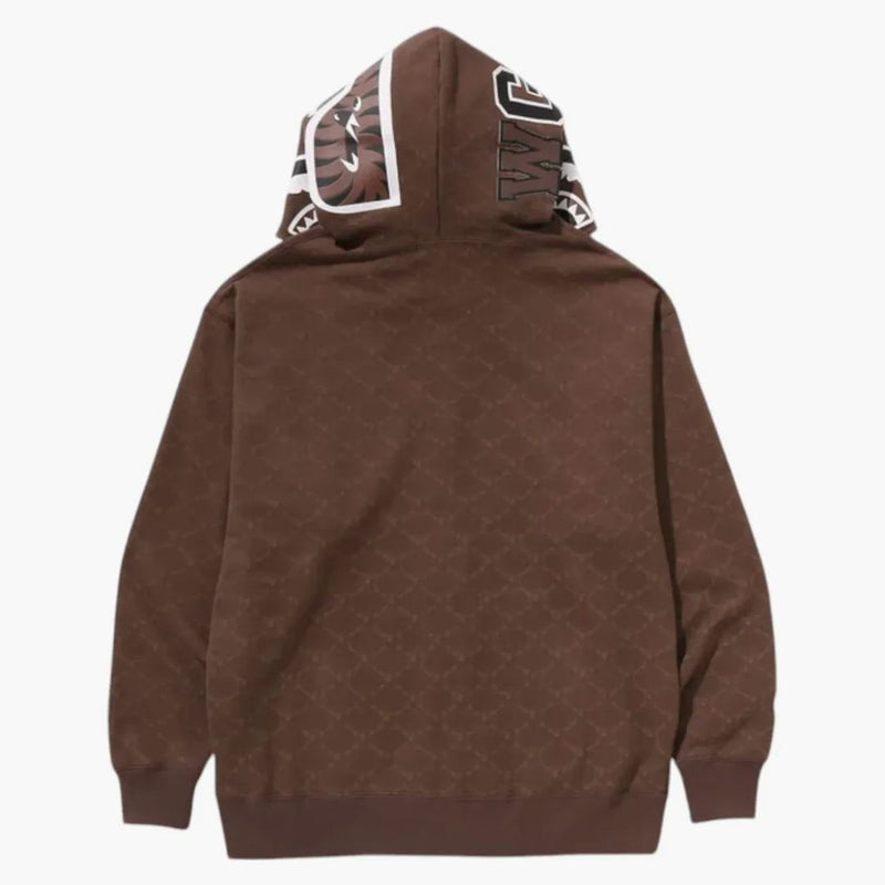 Bape College Monogram uvolněný fit Shark Full Zip Hoodie Brown