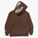Bape College Monogram Relaxed Fit Shark Full Zip Hoodie Brown