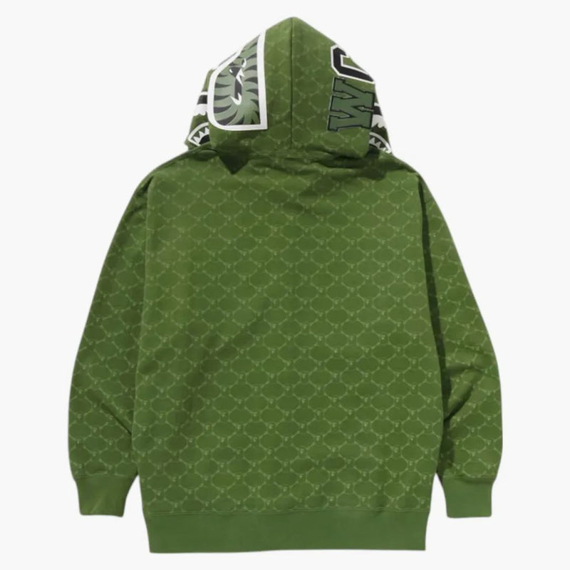 Bape College Monogram Relaxed Fit Shark Full Zip Hoodie Green
