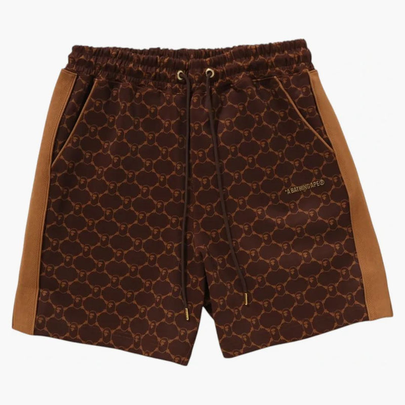 BAPE College Monogram uvolněné fit potní šortky hnědé