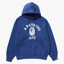 Bape College Overdye Pullover Hoodie Blue