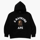 Bape College Puffy Relaxed Fit Pullover Hoodie Black