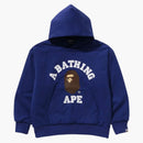 Bape College Puffy Relaxed Fit Pullover Hoodie Blue