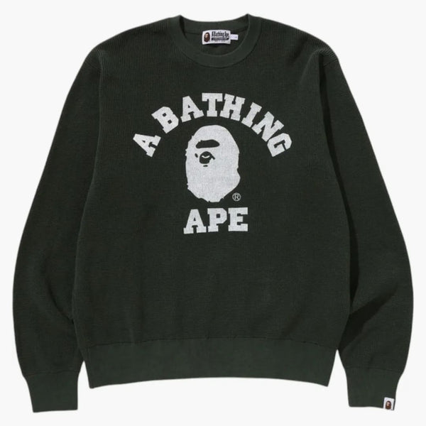 Bape College Waffle Crewneck svetr zelená