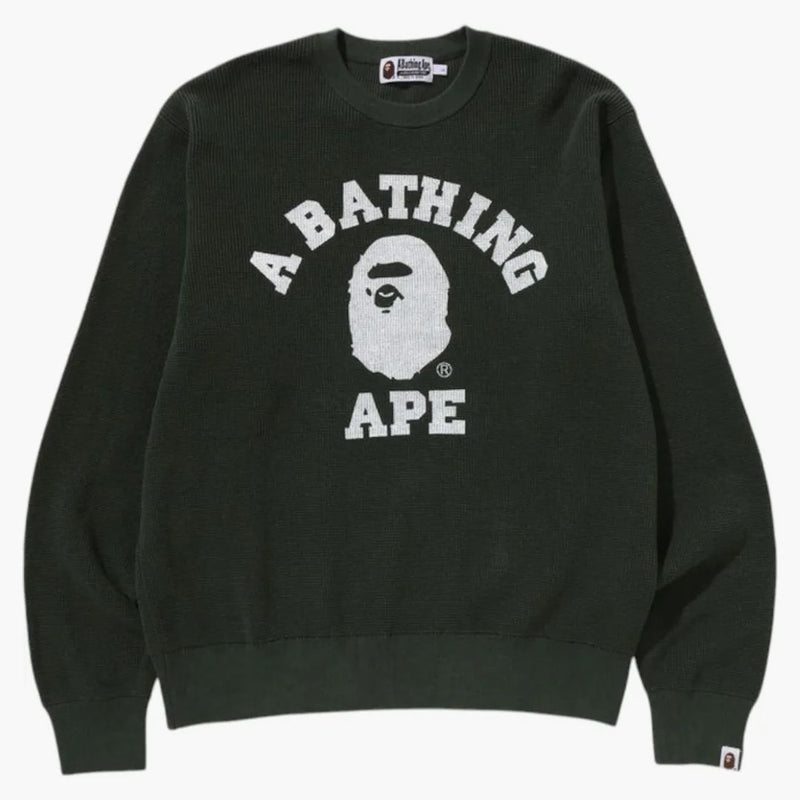 Bape College Waffle Crewneck svetr zelená