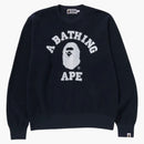 Bape College Waffle Crewneck Sweater Navy