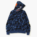 Bape Color Camo 2nd Shark Full Zip Hoodie Navy