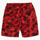 Bape Color Camo Ape Head One Point Beach Shorts Bright Red