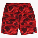 Bape Color Camo Ape Head One Point Beach Shorts Bright Red