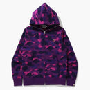 Bape Color Camo Ape Head One Point Full Zip Hoodie Purple