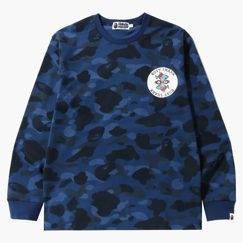 Bape Color Camo Busy Shark L/S Tea Navy