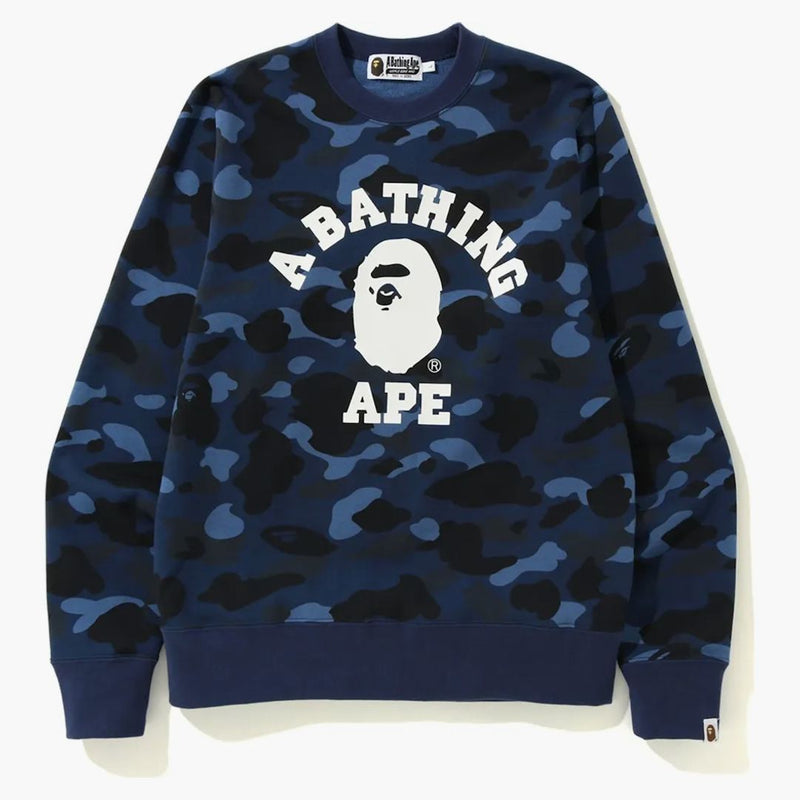 Bape Color Camo College Crewneck Blue