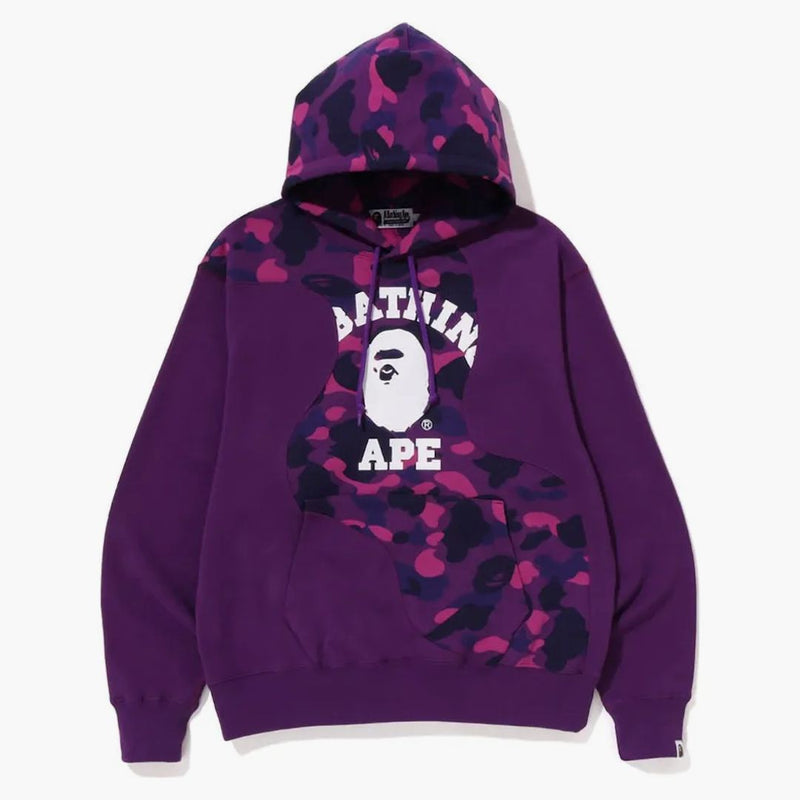 Bape Color Camo College Cutting Relaxed Fit Hoodie Purple