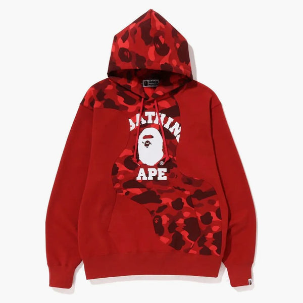 Bape Color Camo College Cutting Relaxed Fit Hoodie Red