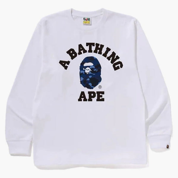 Bape Color Camo College L/s Tee (fw24) White/navy