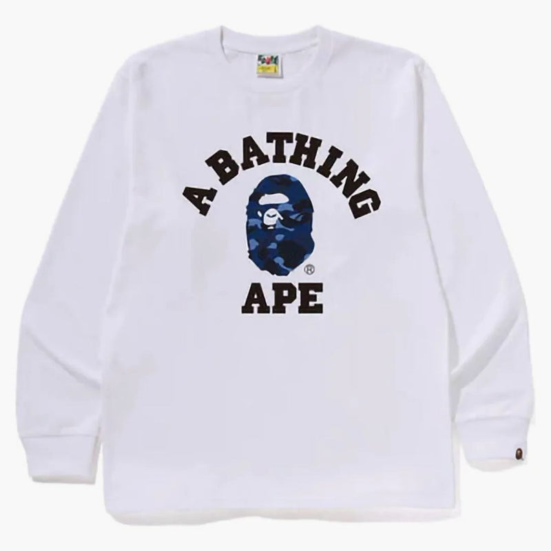 Bape Color Camo College L/s Tee (fw24) White/navy