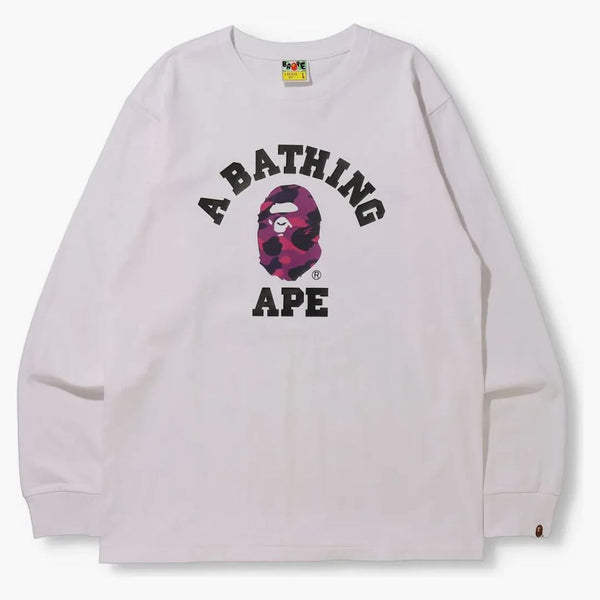 BAPE COLORE CAMO COLLEGE (esclusivo online) L/S TEE (FW21) bianco/viola