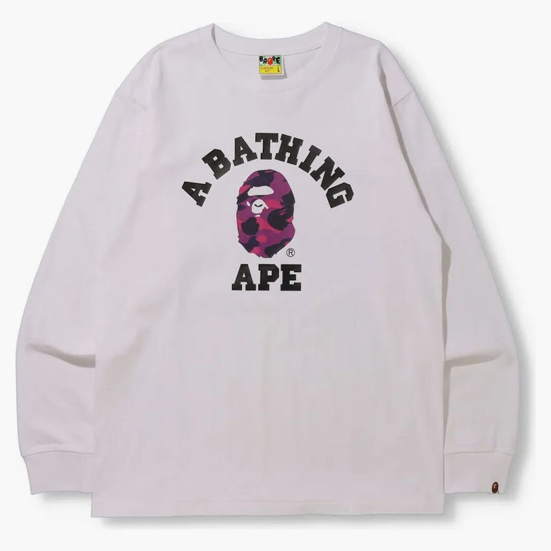 Bape Color Camo College (online exkluzivní) L/S Tee (FW21) White/Purple