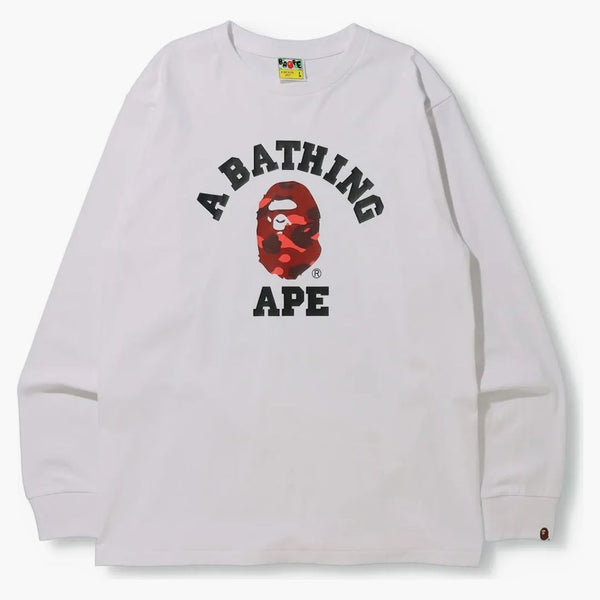 Bape Color Camo College (Online Exclusive) L/S TEE (FW21) bianco/rosso