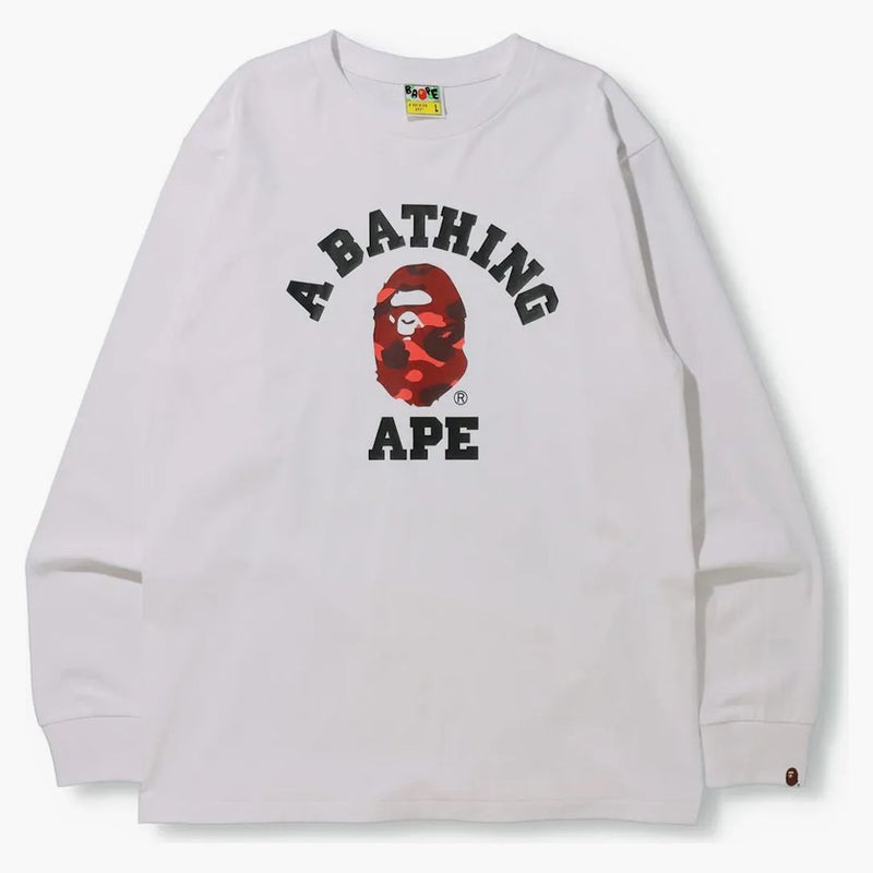 Bape Color Camo College (Online Exclusive) L/S TEE (FW21) bianco/rosso