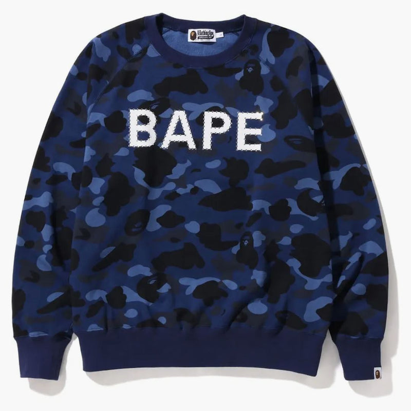 BAPE COLORE CAMO CRYSL Crystal Stone Relaxed Fit Crewneck Sweatshirt (SS22) Navy