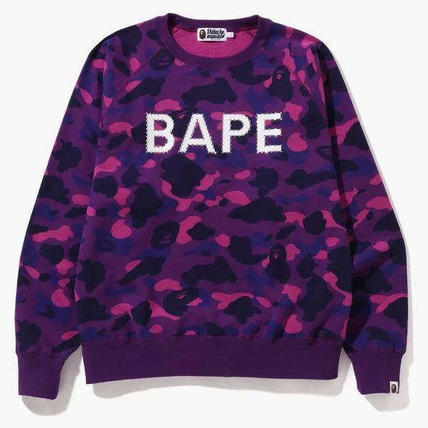 BAPE COLORE CAMO CRYSL CRYSL PETHED RICONSATO CREWNECK SEGE CREWATH (SS22) Purple