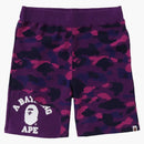 Bape Color Camo Cutting Sweat Shorts Purple