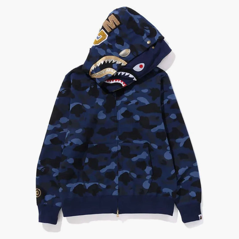 Bape Color Camo Double Shark Full Zip Hoodie (ss24) Navy