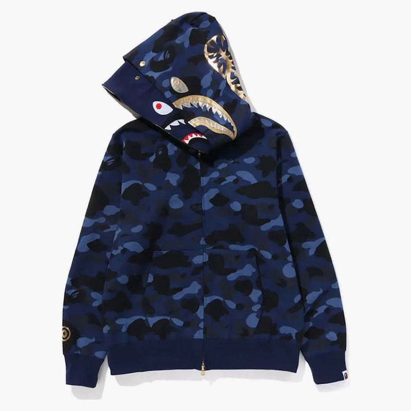 Bape Color Camo Double Shark Full Zip Hoodie (ss24) Navy