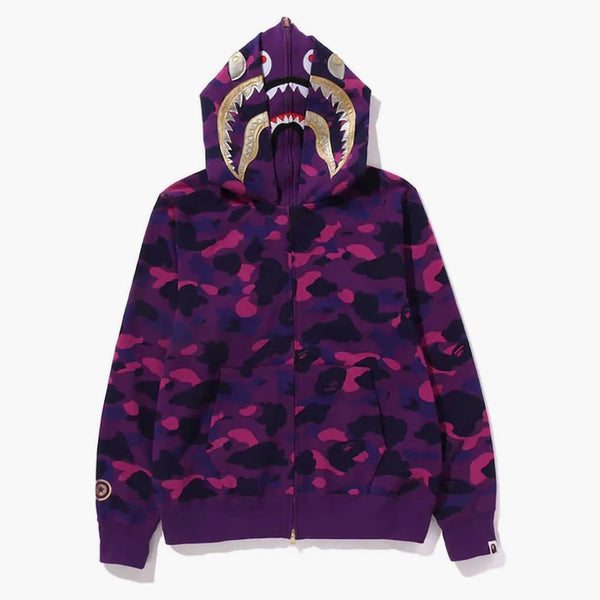 Bape Color Camo Double Shark Full Zip Hoodie (SS24) fialová