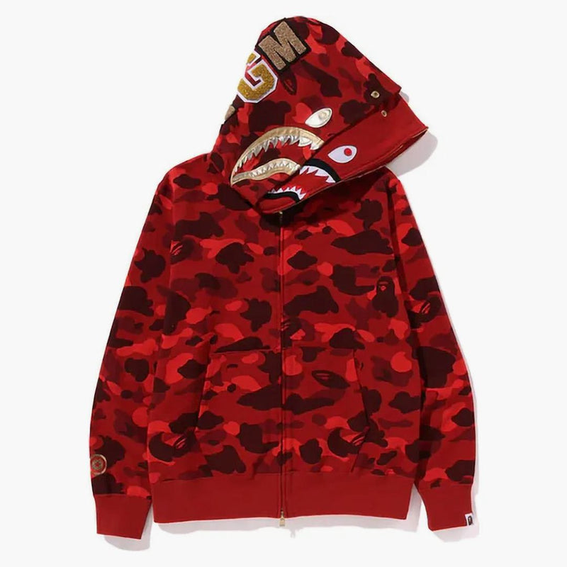 Bape Color Camo Double Shark Full Zip Hoodie (SS24) Červená