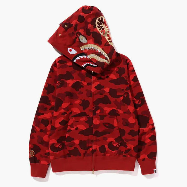 Bape Color Camo Double Shark Full Zip Hoodie (SS24) Červená