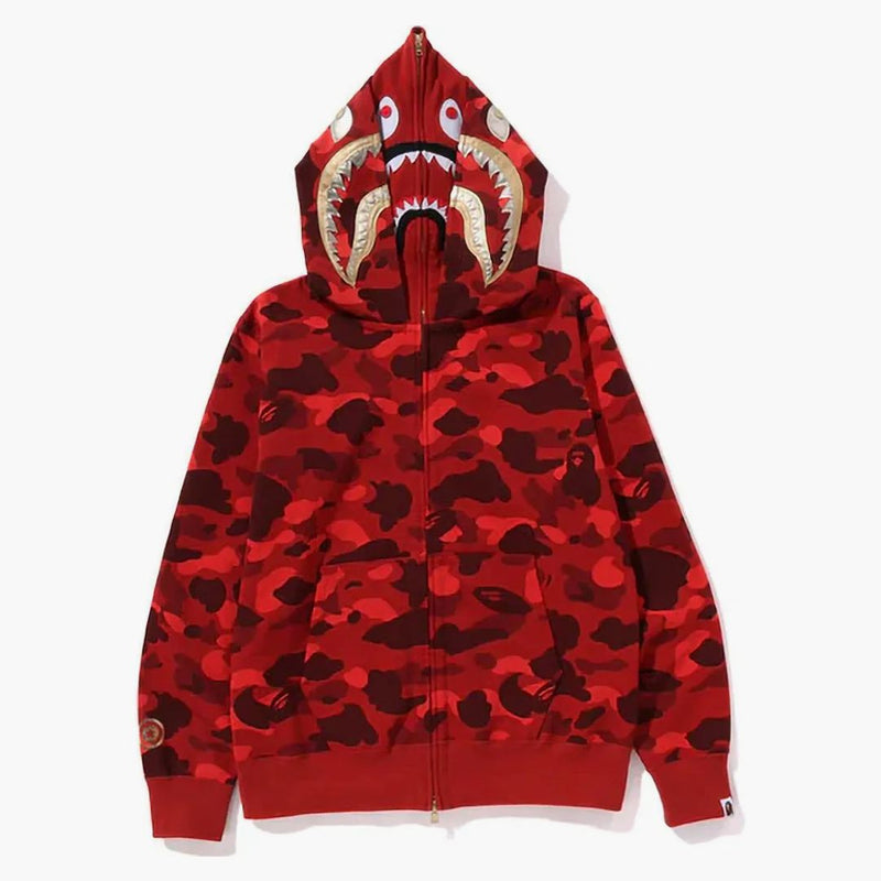 Bape Color Camo Double Shark Full Zip Hoodie (SS24) Červená