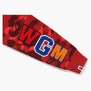 Bape Color Camo Embroidery Shark Crewneck Red