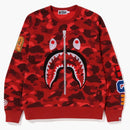 Bape Color Camo Embroidery Shark Crewneck Red