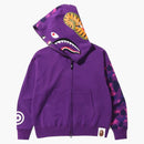 Bape Color Camo Giant Shark Loose Fit Full Zip Hoodie Purple