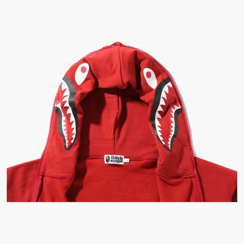 Bape Color Camo Giant Shark Loose Fit Full Zip Hoodie Red