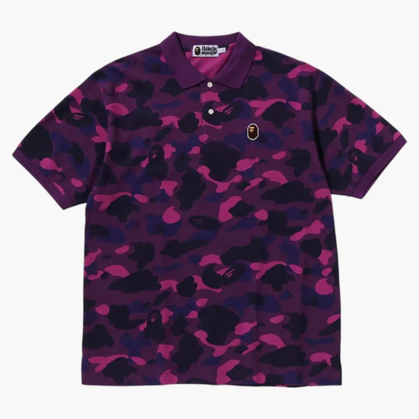 Bape Color Camo Large Ape Head Relaxed Fit Polo Shirt Purple