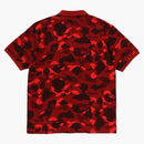 Bape Color Camo Large Ape Head Relaxed Fit Polo Shirt Red