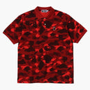 Bape Color Camo Large Ape Head Relaxed Fit Polo Shirt Red