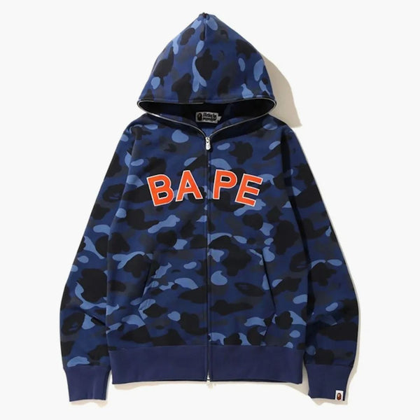 Bape Color Camo Logo Full Zip Hoodie Blue