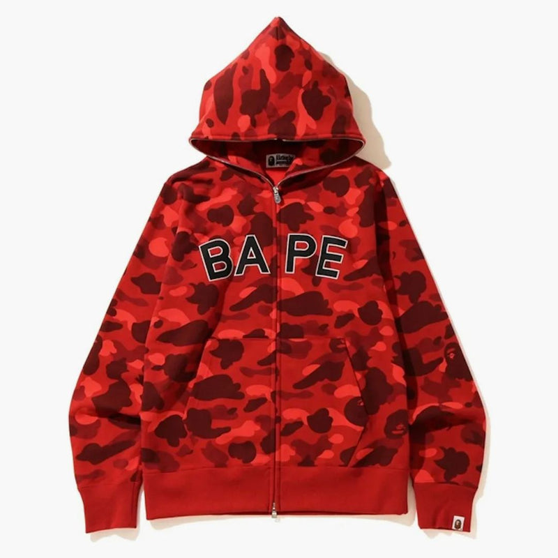 Bape Color Camo Logo Full Zip Hoodie Red