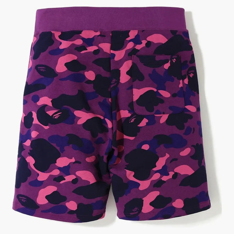 Bape color camuflaje logo de sudor pantalones cortos morados