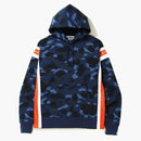 Bape Color Camo Logo Tape Pullover Hoodie Blue