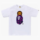 Bape Color Camo Milo on Ape Head Tee White/Purple