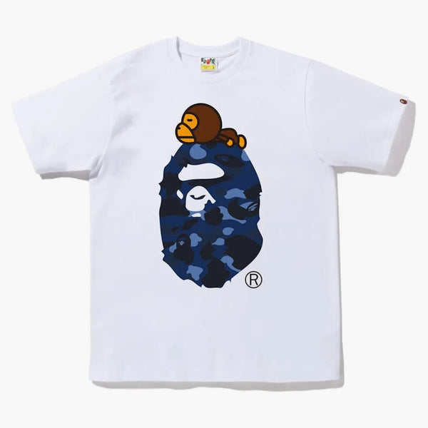 Bape Color Camo Milo on Big Ape Tea (FW22) White Navy