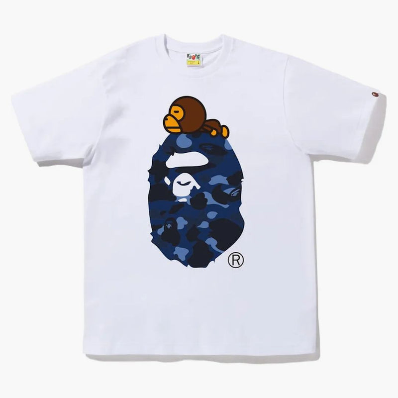 Bape Color Camo Milo on Big Ape Tea (FW22) White Navy