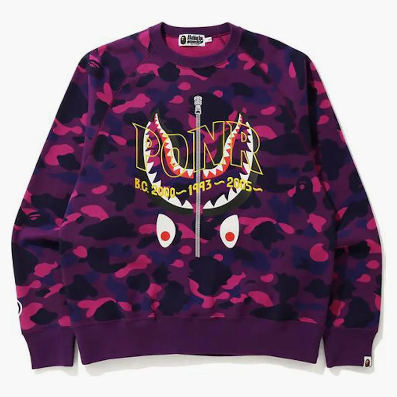 Bape Color Camo Ponr Shark Crewneck Purple