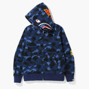 Bape Color Camo Ponr Shark Full Zip Hoodie Navy
