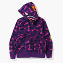 Bape Color Camo Ponr Shark Full Zip Hoodie Purple